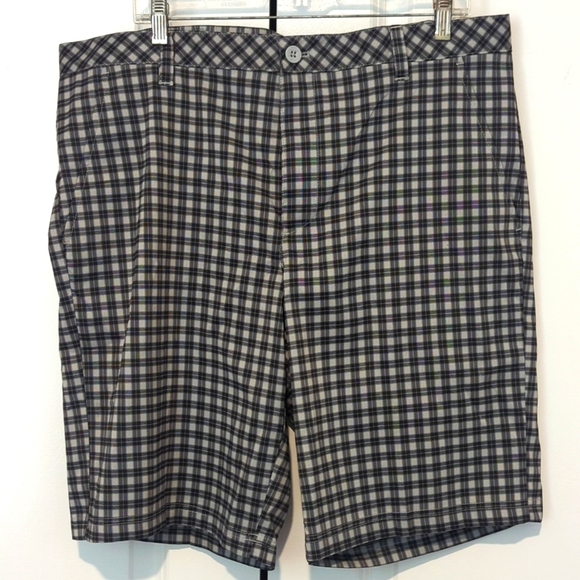 Izod Golf Other - Izod Golf Shorts Size 38 Straight Black and Gray Plaid Flat Front-375